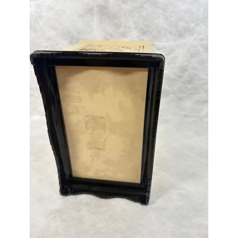 Vintage Chinoiserie Plastic Jewelry Box 3 Drawer Mini Chest Pagoda Cream‎ Black